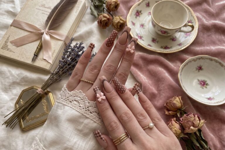 Ongle Automne 2026 : Manucure Vichy, Pois et Nœuds Romantiques
