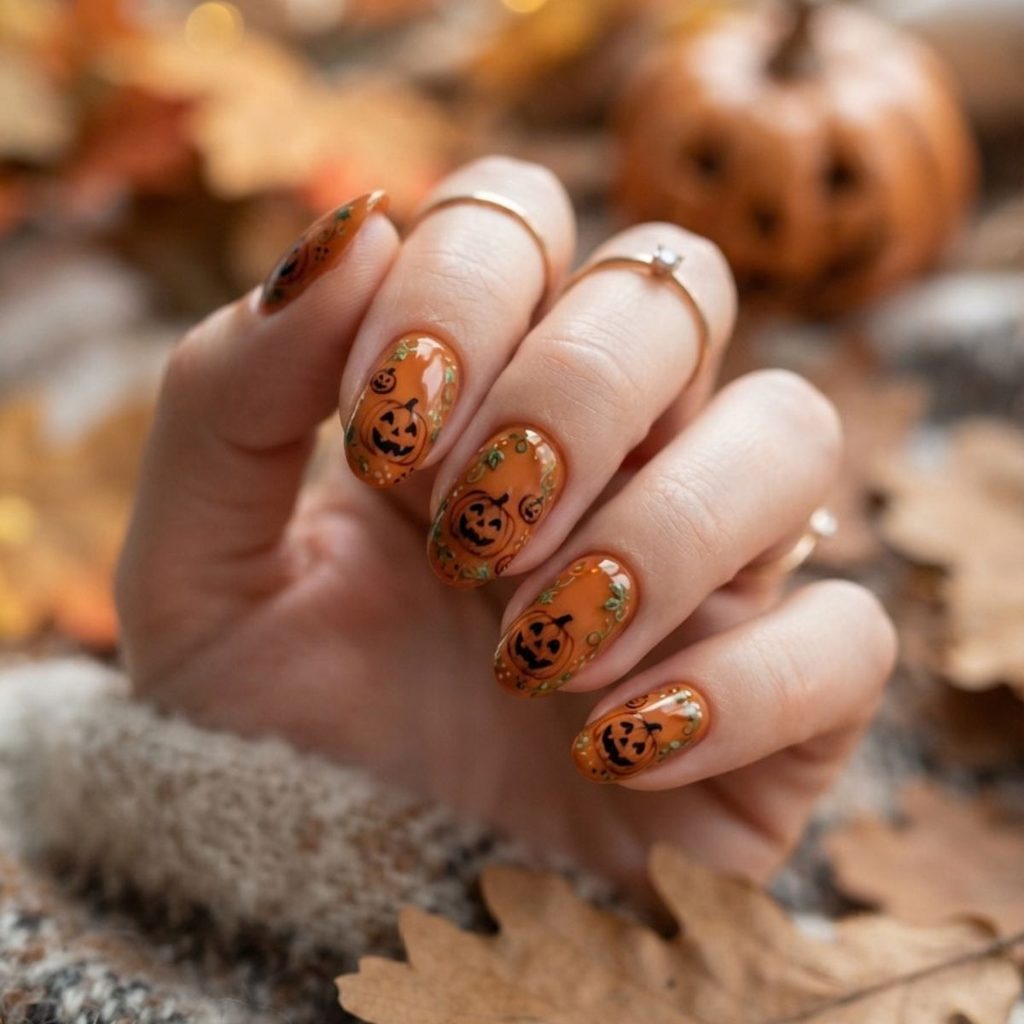 Ongles citrouille Halloween 2026 : idées de nail art