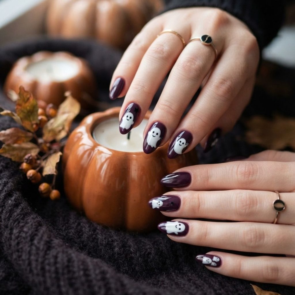 Ongles fantômes Halloween 2026 : idées de nail art