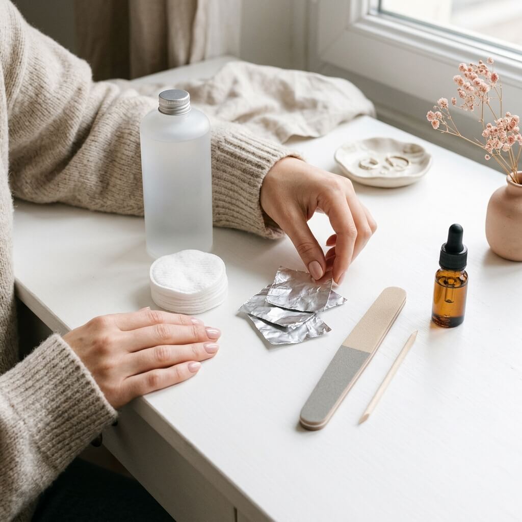 Matériel pour enlever le vernis semi-permanent à la maison