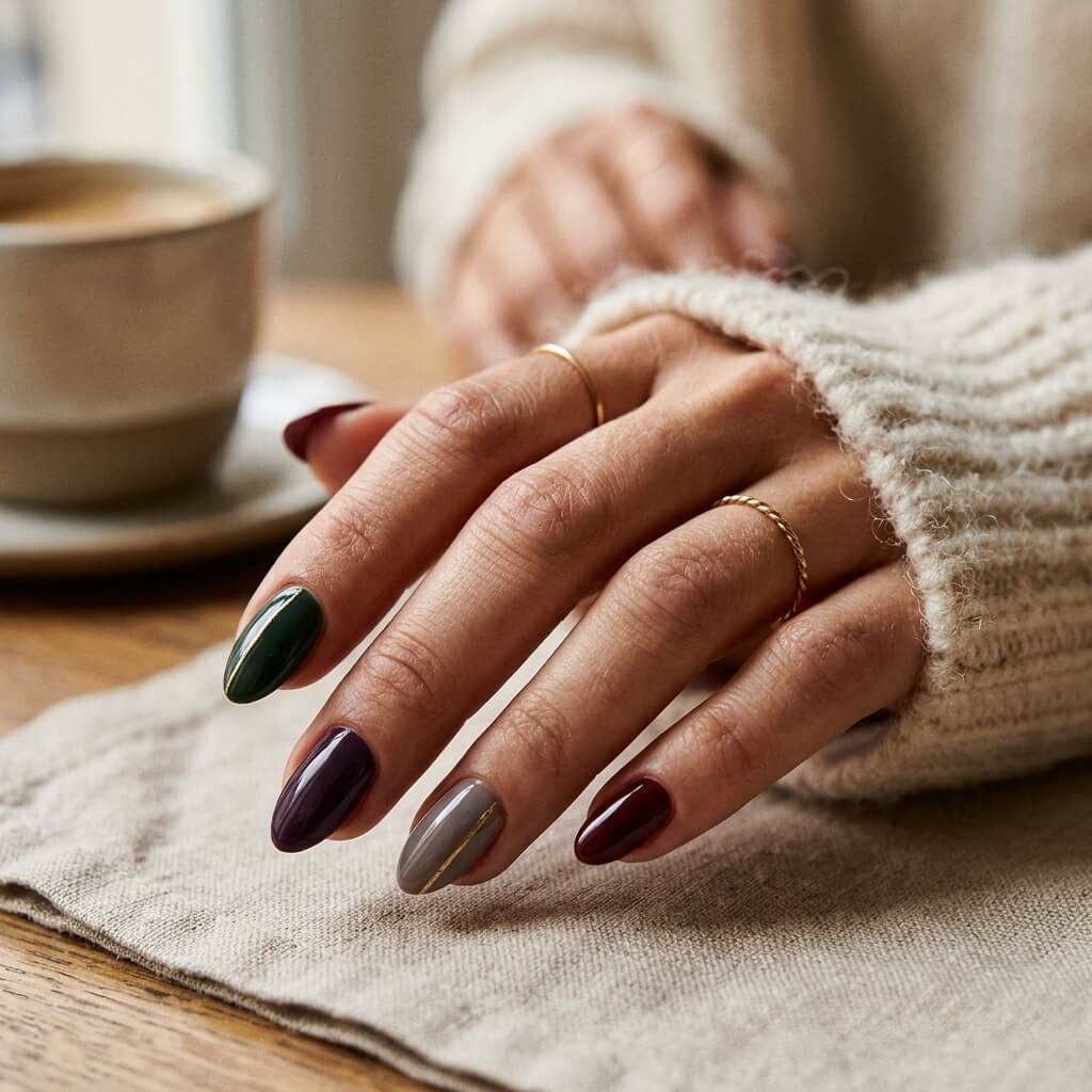 Nail Art Novembre 2026  4 Couleurs Chic avec des Détails Dorés