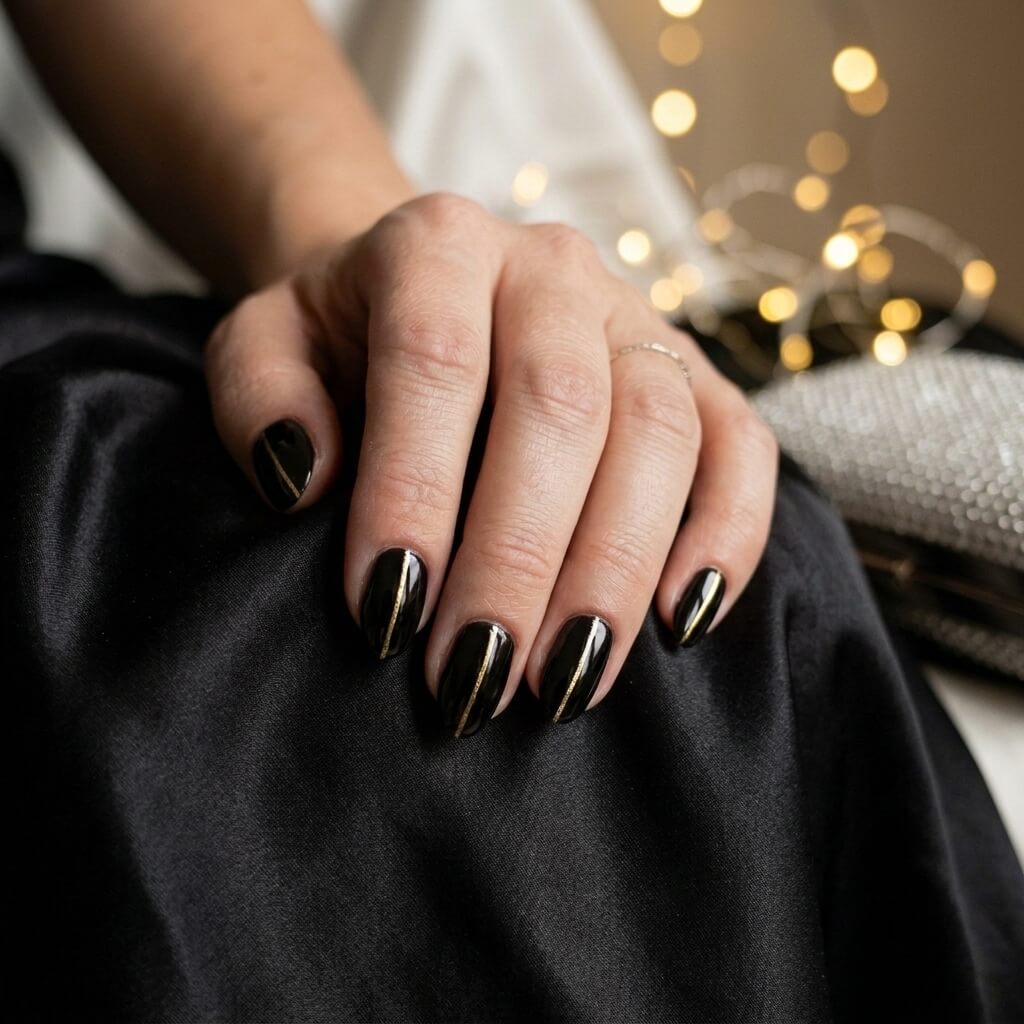 Ongles Noirs et Dorés pour le Nouvel An  5 Idées Chic et Élégantes 