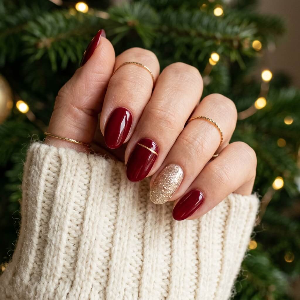 Ongles Rouges et Dorés de Noël 