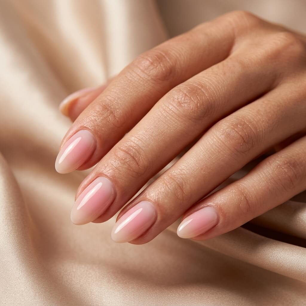 Une touche de douceur sur vos ongles amande courts