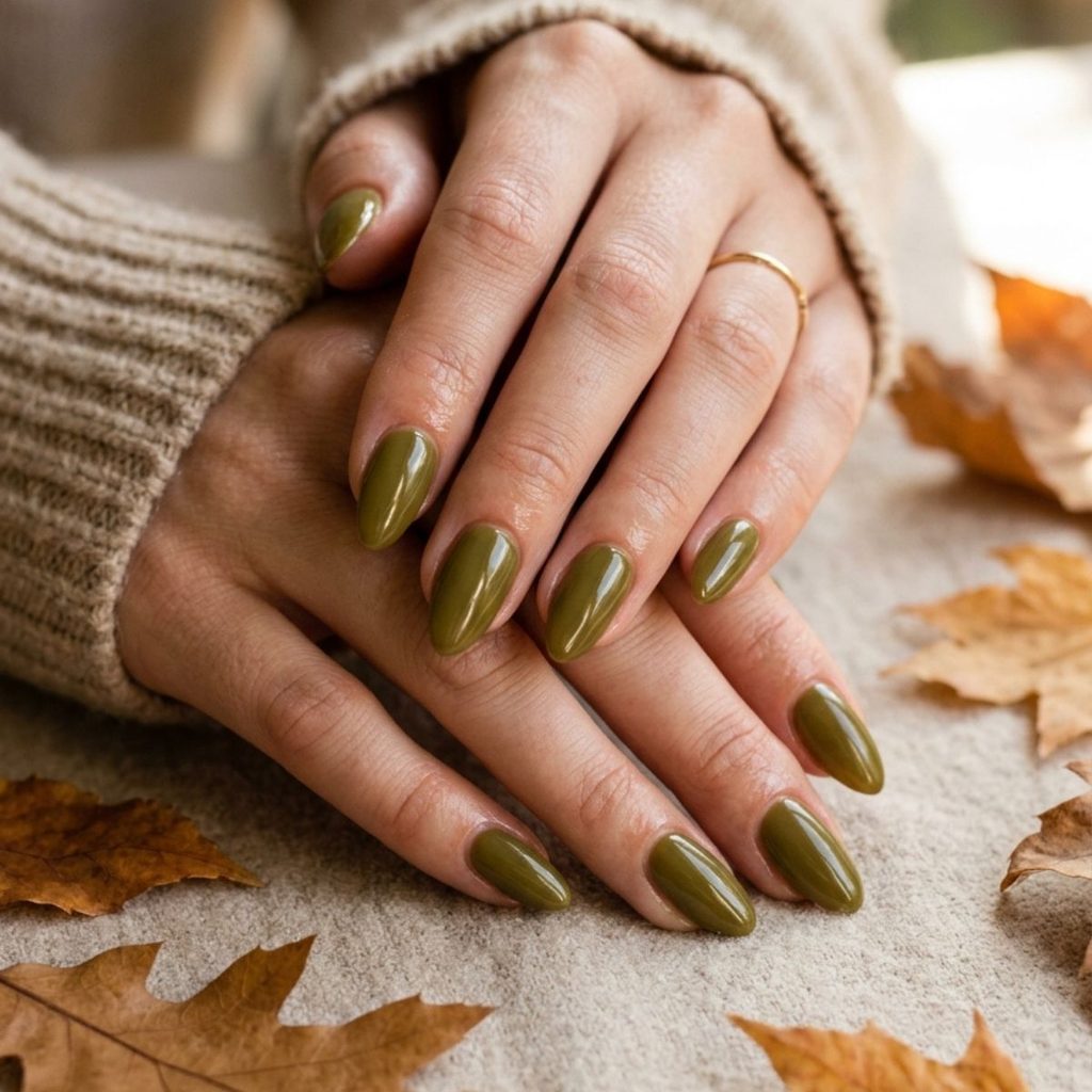 Le vert olive une couleur chic et naturelle pour vos ongles cet automne